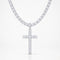 Cadena Cruz Iced Tennis Oro Blanco